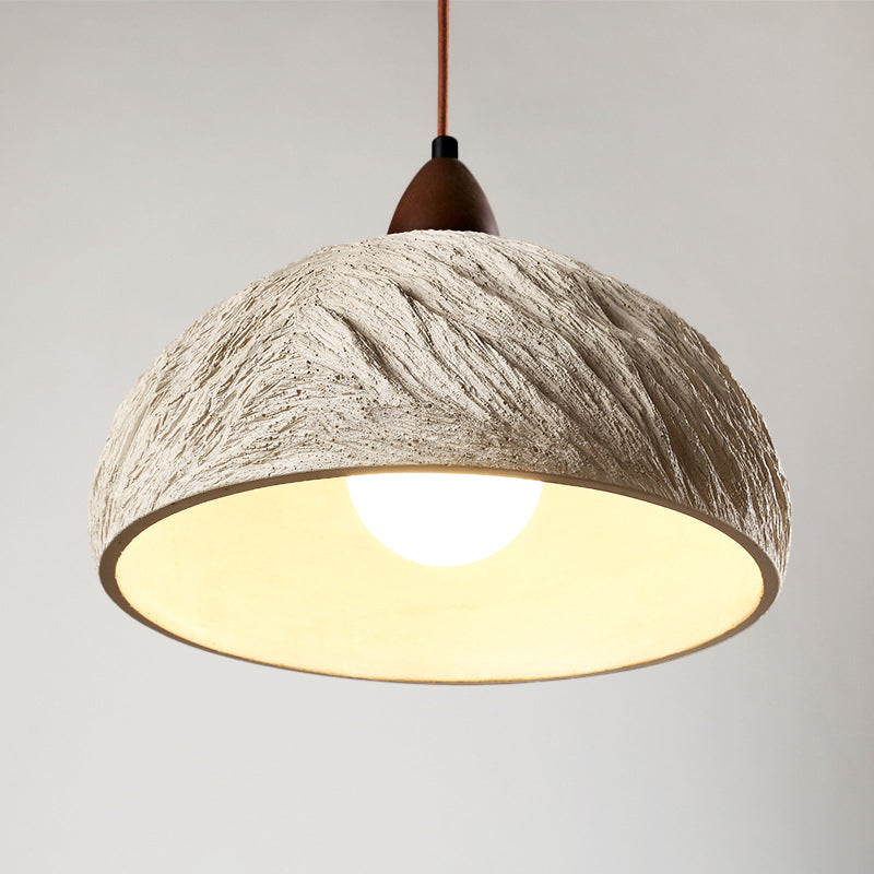 Zeitgenössische industrielle runde Kuppel Massivholz Zement 1-Licht Pendelleuchte für Wohnzimmer 