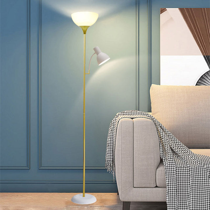 Lámpara de pie de hierro minimalista moderna de medio círculo con 2 luces para sala de estar 