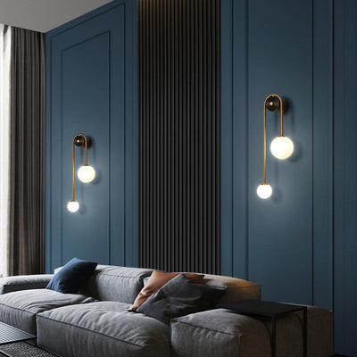 Zeitgenössische nordische Kupfer Acryl Zylinder Ball 1/2/4 Licht Wandleuchte Lampe für Wohnzimmer 
