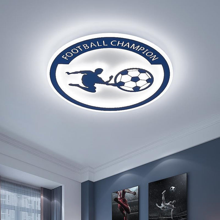 Luz de techo LED empotrada redonda de fútbol de hierro acrílico para niños creativos contemporáneos para dormitorio 