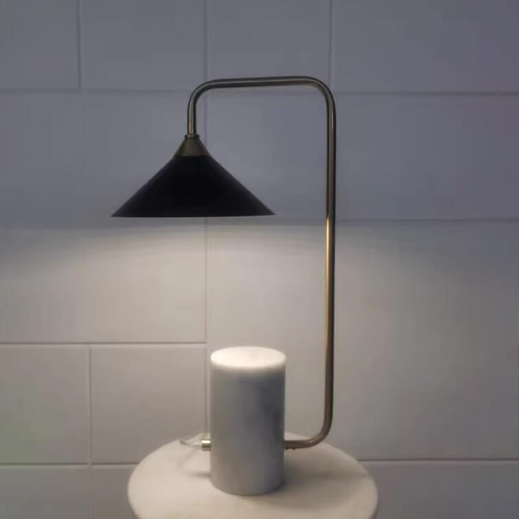 Lámpara de Mesa de 1 Luz de Columna Minimalista Moderna de Mármol y Hierro 