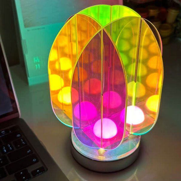 Modern Minimalist Clear Dazzle Acrylic Iron USB Geometry LED Art Decoration Table Lamp For Bedroom