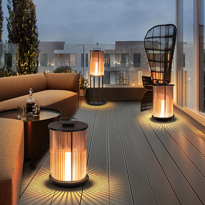 Modern Simplicity Cylinder Glass Steel 1-Light Landscape Light For Outdoor Patio