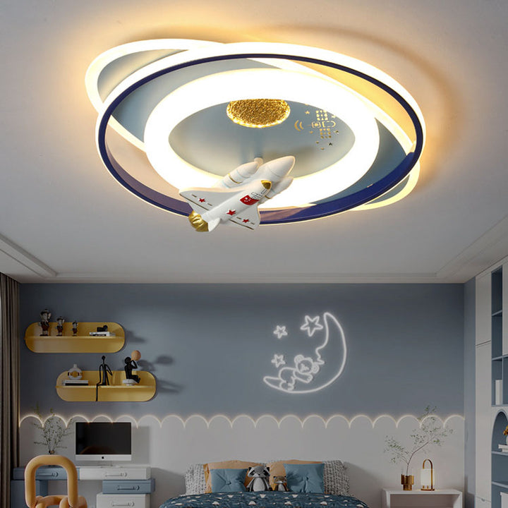Moderna Creativa Niños Hierro Dibujos Animados Astronauta Cohete LED Luz de Techo Empotrada 