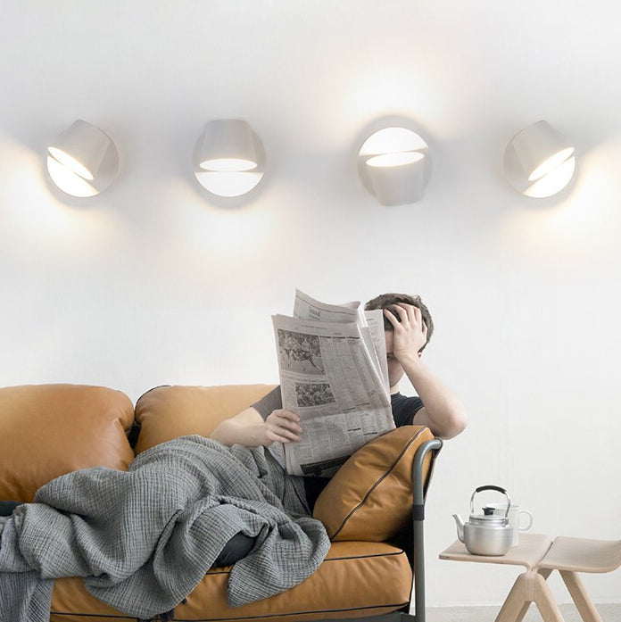 Modern Minimalist Dome Frosted Rotatable Aluminum LED Reading Wall Sconce Lamp For Bedroom