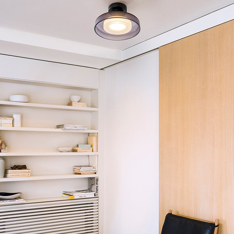 Contemporary Scandinavian Round Hardware Glass LED Semi-Flush Mount Ceiling Light For Living Room