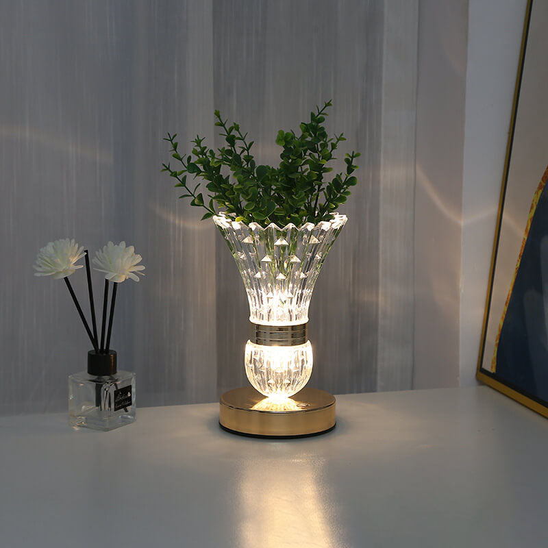 Nordic Creative Acrylic Vase Shape Hardware Base LED USB Table Lamp