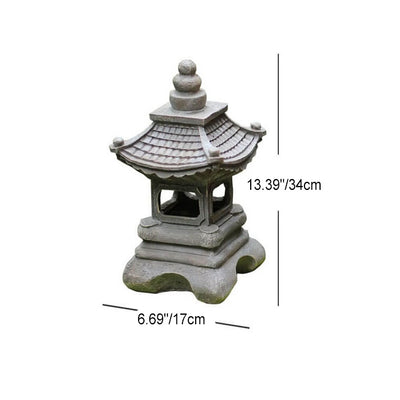 Luz de Paisaje Decorativa de Jardín al Aire Libre LED de Piedra Pagoda Impermeable Solar Zen Japonesa 