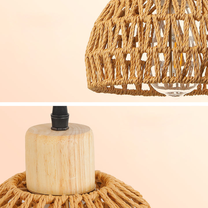 Traditionelle rustikale Halbkreis-Wandleuchte aus Eisen-Rattan mit 1 Licht für Schlafzimmer 