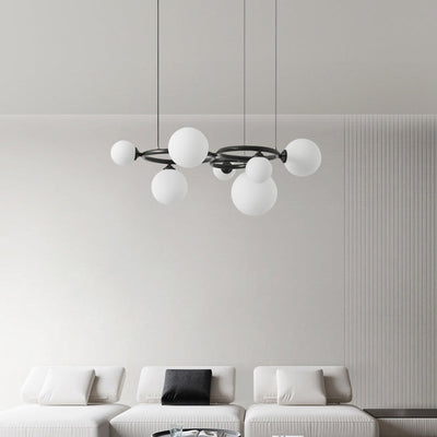Lustre moléculaire moderne du milieu du siècle en cuivre avec cadre rond en verre Magic Bean 5/7/9 lumières pour salon 
