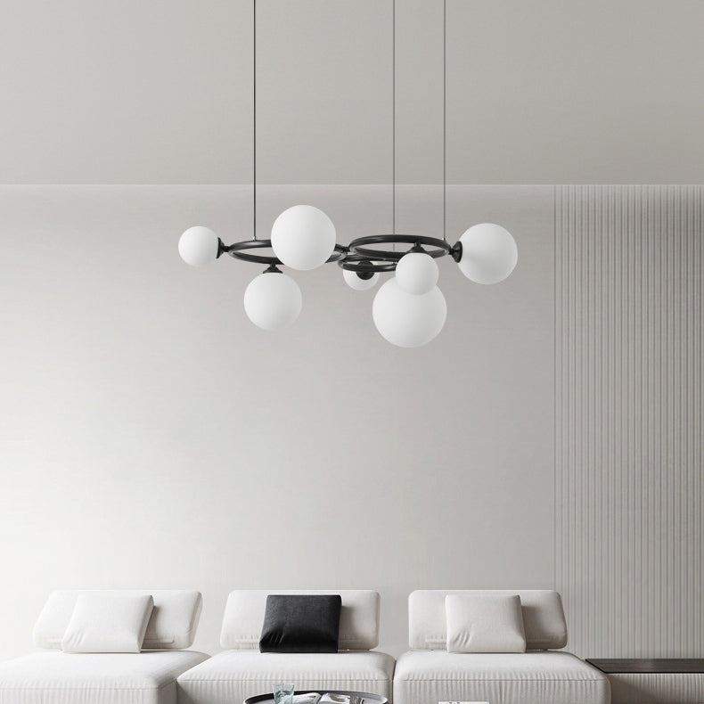 Lustre moléculaire moderne du milieu du siècle en cuivre avec cadre rond en verre Magic Bean 5/7/9 lumières pour salon 