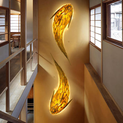 Modern Decorative Carp Linden Wood Hardware 2/4 Light Wall Sconce Lamp