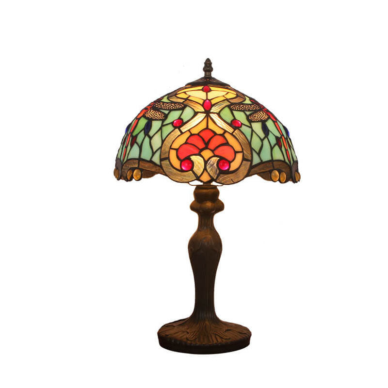 Tiffany Kreative Legierung Farbige Libelle Pfirsich Herz 1-Licht Tischlampe 