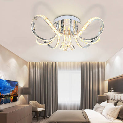 Modern Luxury Crystal Flower Shape LED Semi-Flush Mount Ceiling Light
