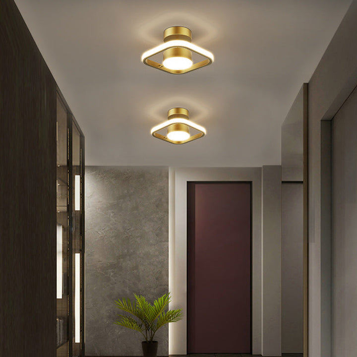 Luz de techo empotrada LED cuadrada redonda de silicona de latón de simplicidad moderna para pasillo 