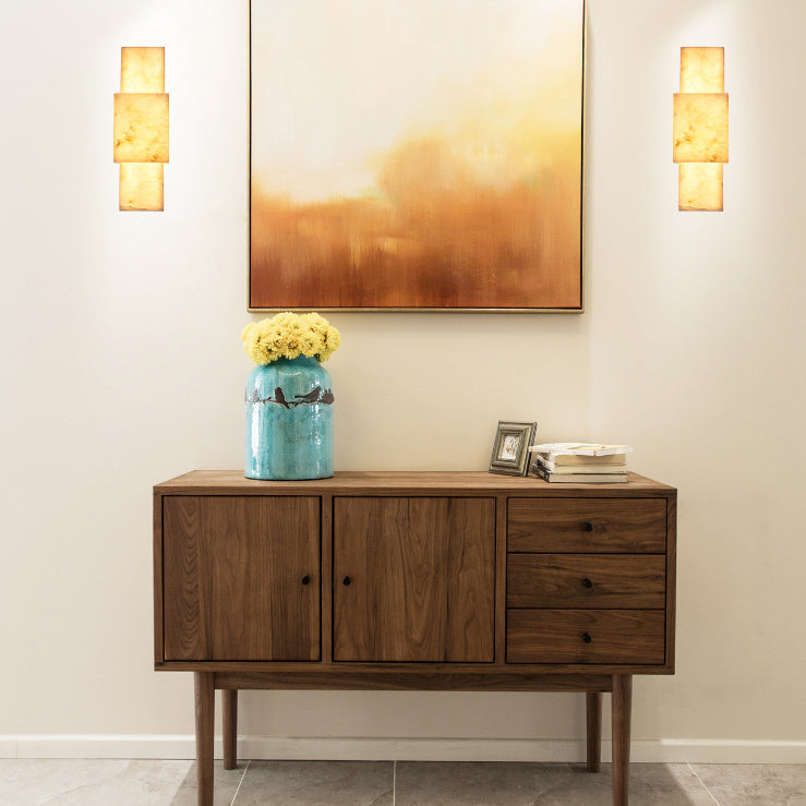 Moderne minimalistische rechteckige Metall Marmor LED Wandleuchte Lampe für Wohnzimmer 