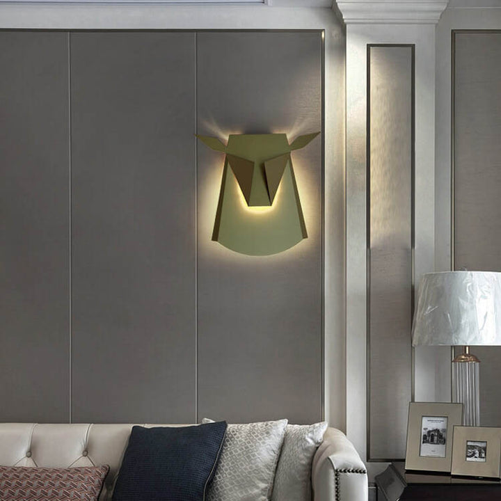 Lampe murale LED créative contemporaine en forme de tête de taureau en fer pour chambre à coucher 