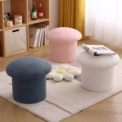 Pouf repose-pieds en velours de forme champignon pour salon, simplicité contemporaine 