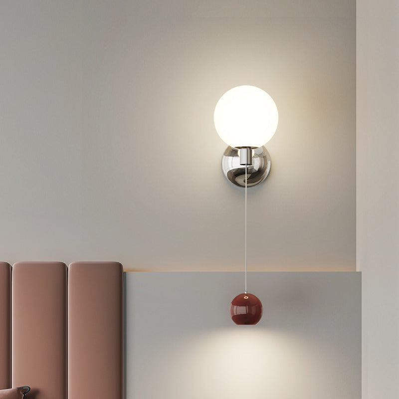 Zeitgenössische Einfachheit Glas Schatten Eisen Ball LED Wand Leuchte Lampe Für Schlafzimmer 