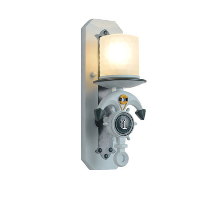 Aplique de pared de ancla de barco de hierro resina nórdica mediterránea de 1/2 luces 
