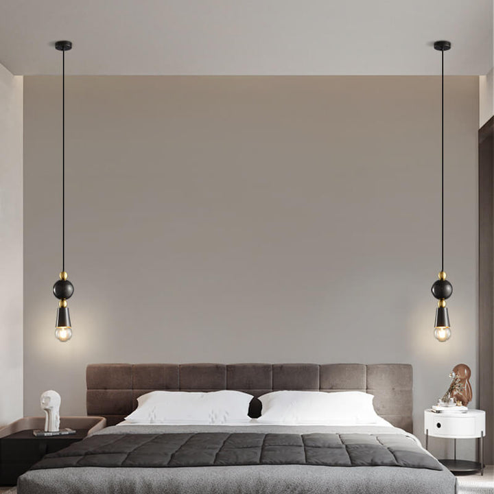Modern Minimalist Geometric Column Glass Brass 1-Light Pendant Light for Living Room