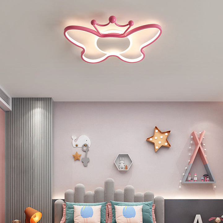 Plafonnier LED en forme de papillon en fer, aluminium, silice et acrylique pour chambre d&