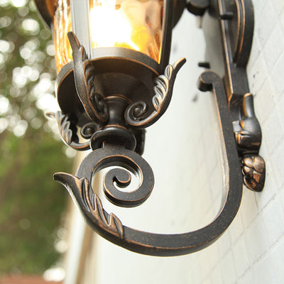 Traditional European Waterproof Aluminum Glass Cylinder 1-Light Wall Sconce Lamp For Outdoor Patio