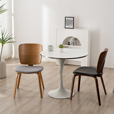 Chaise de salle à manger en bois avec revêtement en cuir PU simplicité contemporaine pour salon 