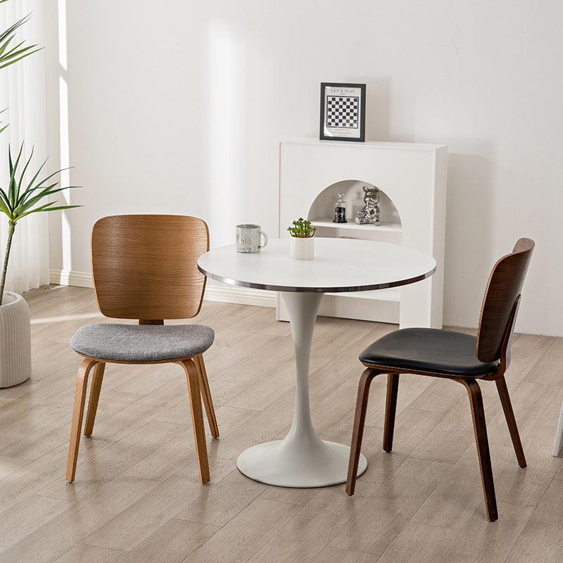 Chaise de salle à manger en bois avec revêtement en cuir PU simplicité contemporaine pour salon 