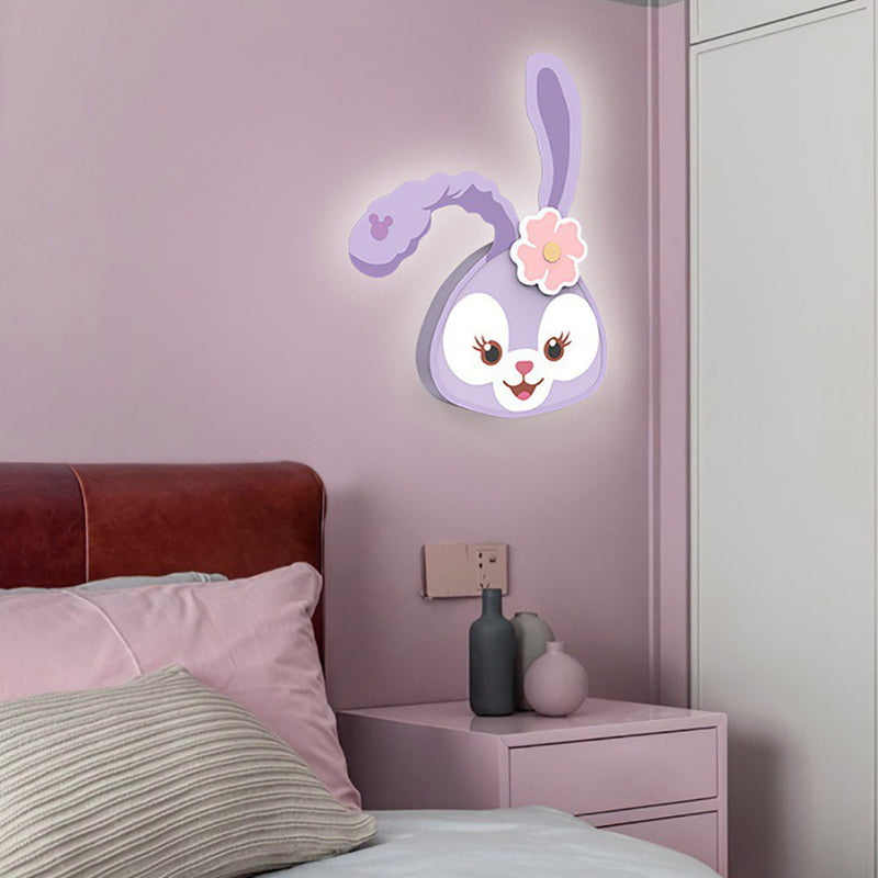 Applique murale LED en fer avec design acrylique de lapin et tigre nordique contemporain pour salon 