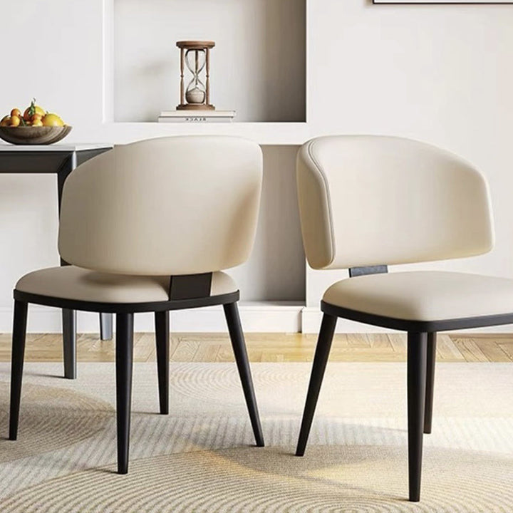 Modern Minimalist Microfiber Leather Carbon Steel Sponge Square Dining Chair Backrest For Dining Room