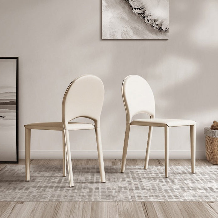 Modern Minimalist Saddle-Style Faux Leather Carbon Steel Sponge Square Elliptical Dining Chair Backrest For Dining Room
