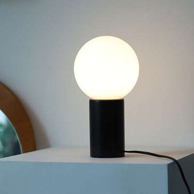 Lampe de table moderne minimaliste en verre cylindre boule ronde en bois massif à 1 lumière pour chambre 