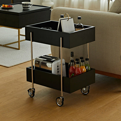 Modern Eclectic Rectangular Stainless Steel End Table 2-Tier For Living Room