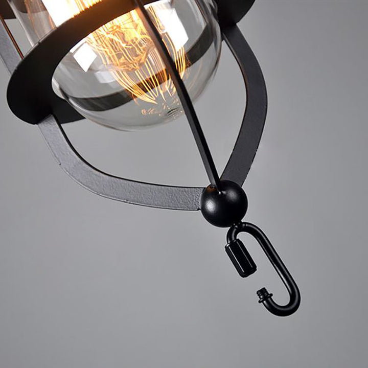 Lámpara colgante redonda de hierro y vidrio industrial contemporáneo de 1 luz para comedor 