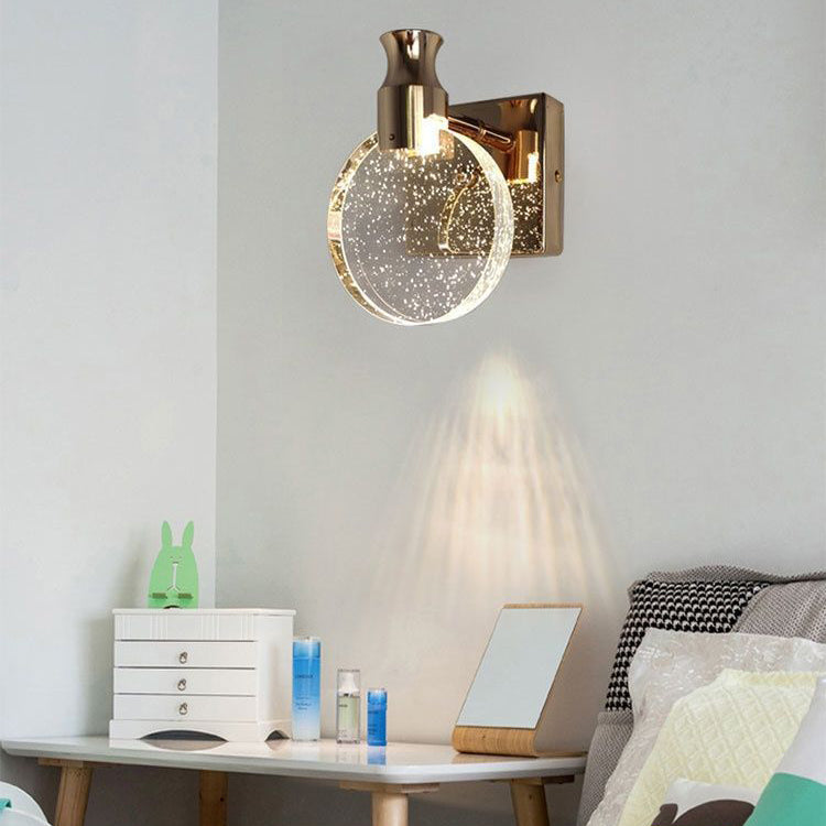 Moderne skandinavische Kristall Runde LED Wandleuchte Lampe für Nachttisch 