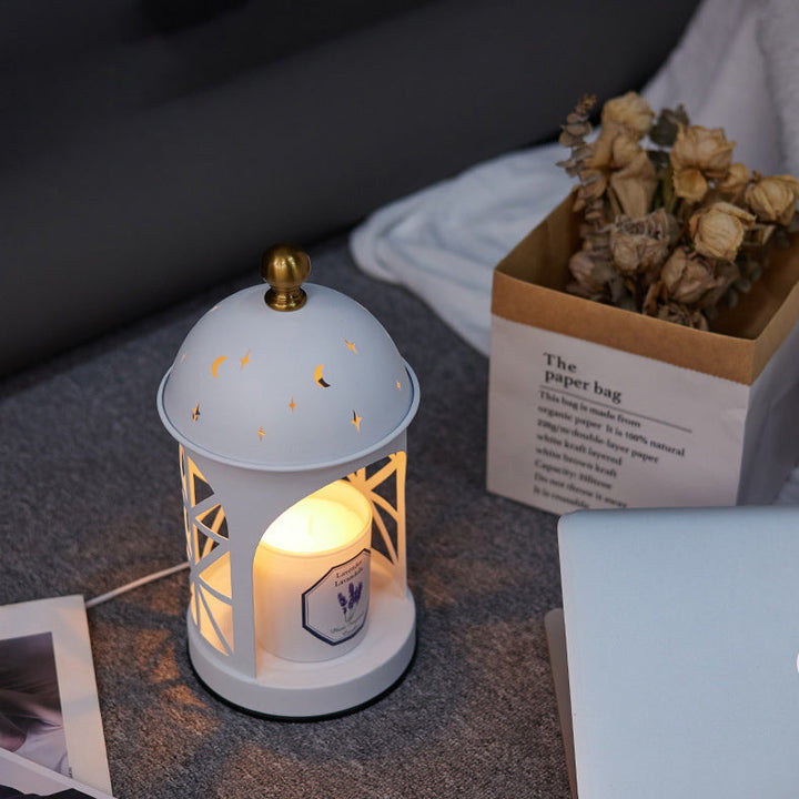 Lampe de table en métal avec cylindre creux européen traditionnel à 1 lumière pour faire fondre la cire, pour chambre à coucher 