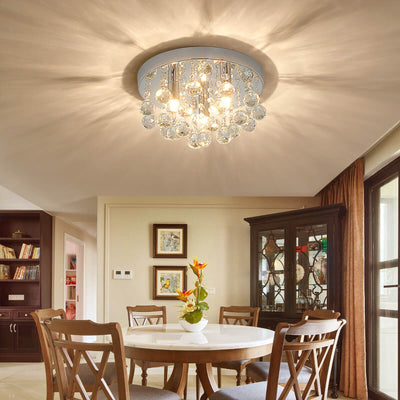 Modern Creative Light Luxury Crystal Round 3-Light Flush Mount Ceiling Light