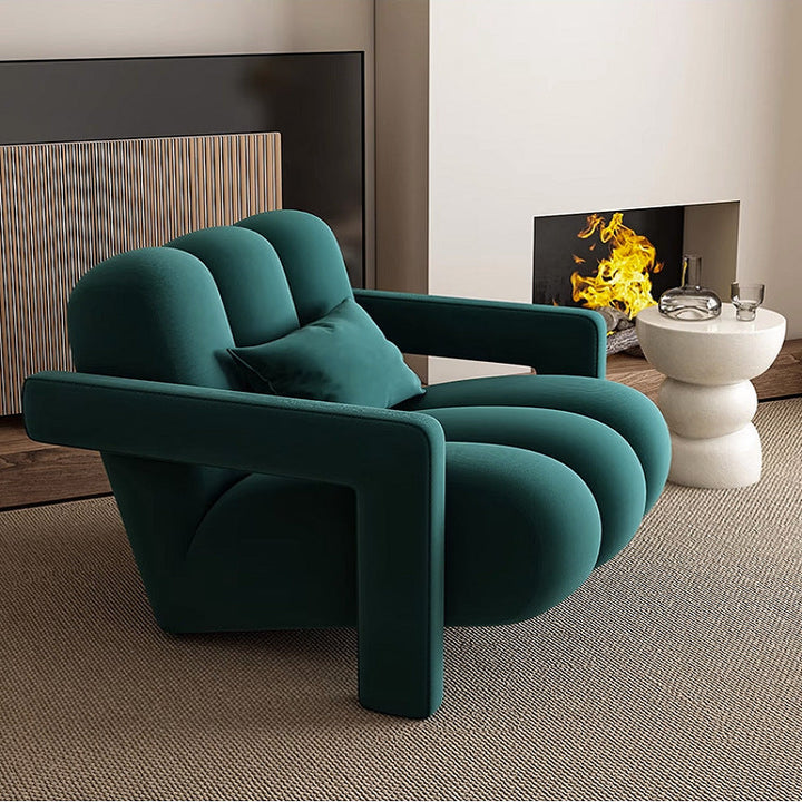 Sillón individual contemporáneo escandinavo de terciopelo y tejido sherpa con madera y espuma, con respaldo y reposabrazos, para sala de estar 