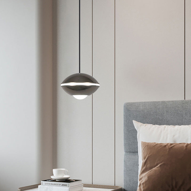 Zeitgenössische nordische ovale Aluminium-Acryl-LED-anhebbare Pendelleuchte für Wohnzimmer 