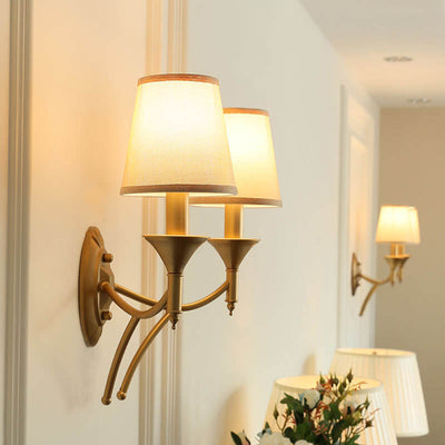 European Light Luxury Iron Fabric 1/2-Light Mushroom Wall Sconce Lamp