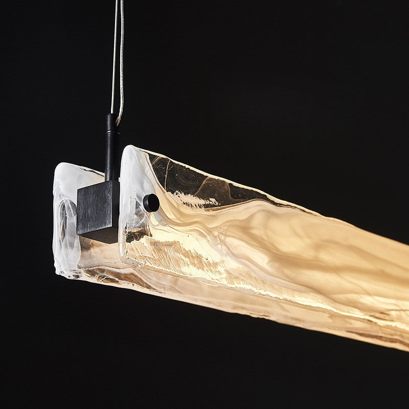Moderne minimalistische lange Streifen Eisen Aluminium Glas LED Insel Licht Pendelleuchte für Arbeitszimmer 