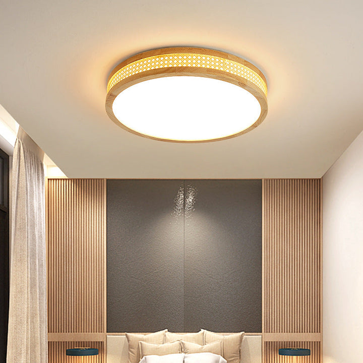 Moderne unbedeutende runde Acryl-Holz-LED-Deckenleuchte für Schlafzimmer 