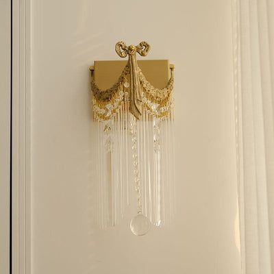 Moderne Art Deco Messing Kristall Quaste 1-Licht Wandleuchte Lampe für Wohnzimmer 