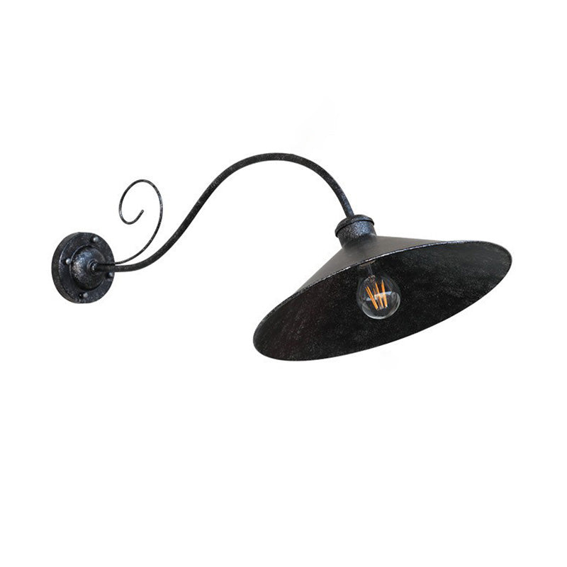 Zeitgenössische Retro wasserdichte Eisen Runde 1-Licht Wandleuchte Lampe für Garten 