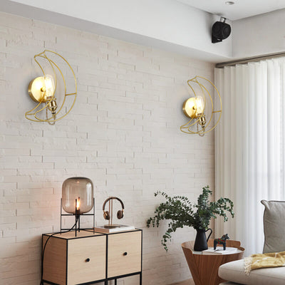 Moderne Mid-Century Mond Kupfer 1-Licht Wandleuchte für Wohnzimmer 
