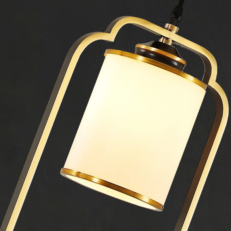 Moderne Luxus Zinklegierung Emaille Zylindrische Schirm 1-Licht Pendelleuchte für Wohnzimmer 