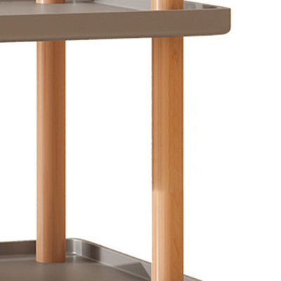 Table basse moderne minimaliste carrée en PP avec plateau en bois massif et métal à 2 étagères pour salon 
