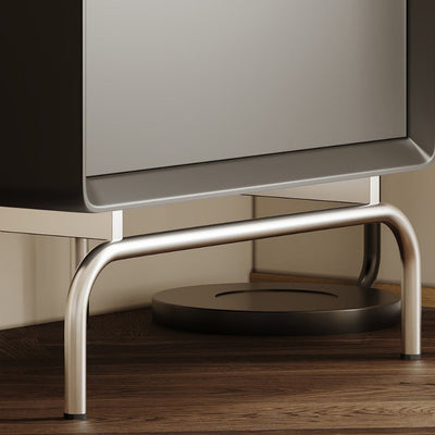 Table de chevet rectangulaire en bois et acier inoxydable minimaliste moderne à 2 tiroirs pour salon 