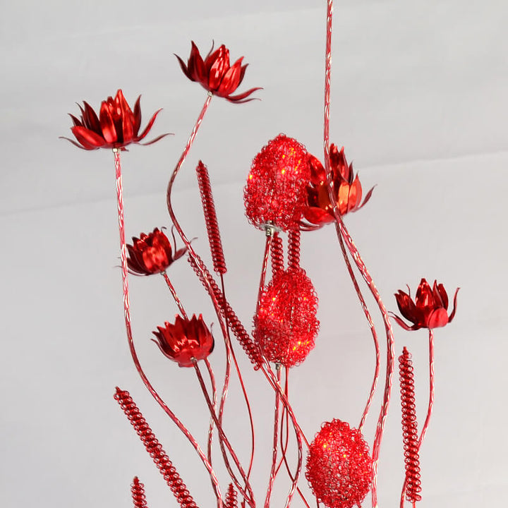 Rustikale romantische handgefertigte Lotusblumen-Cluster-Aluminiumrahmen-LED-Stehlampe 